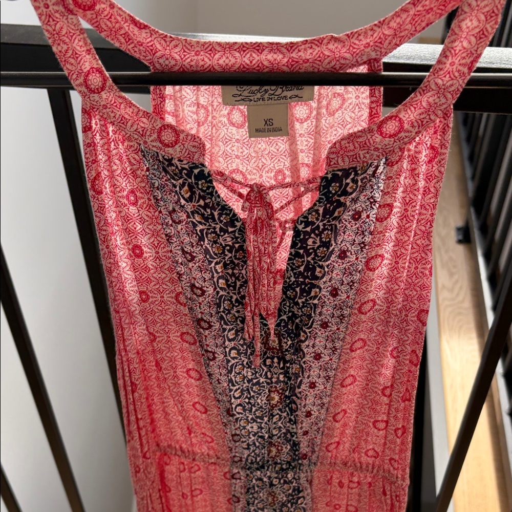 Lucky Brand Coral and Navy Maxi Dress